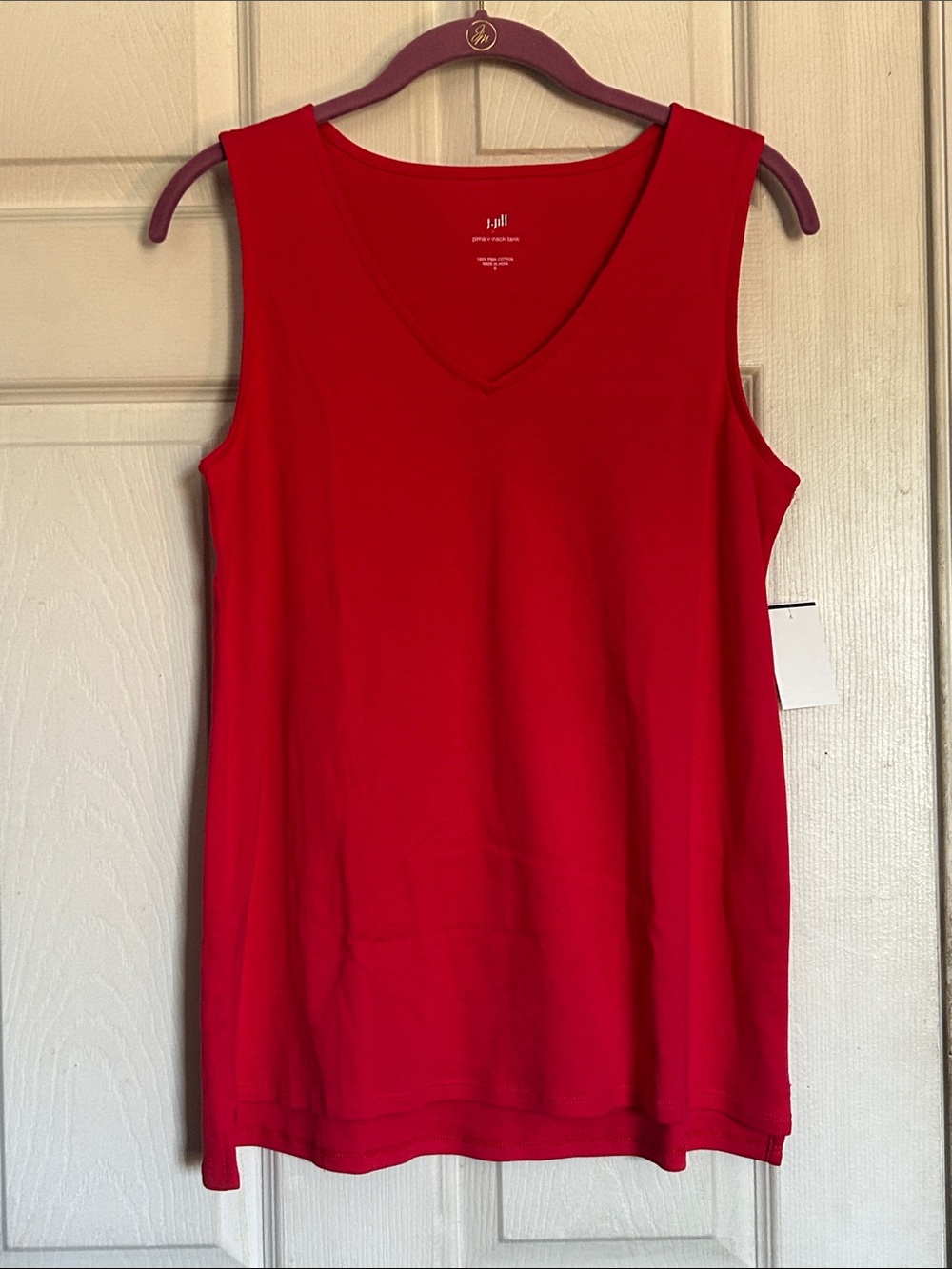 J. Jill red Pima v neck tank top size small